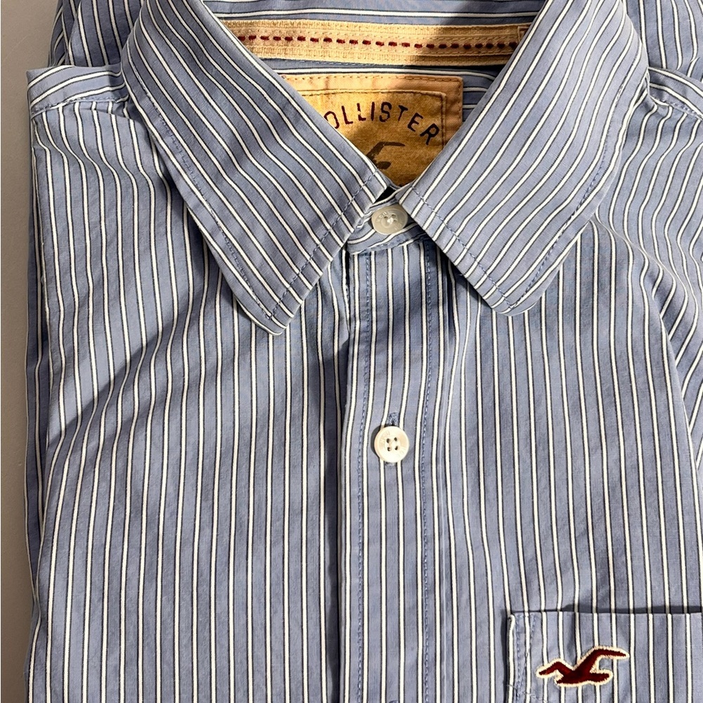 Preppy Hollister Shirt Men's Blue Pinstripe Medium Shirt